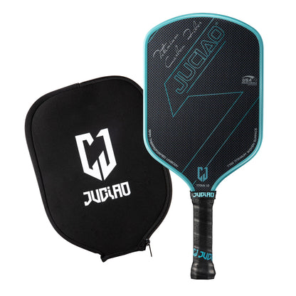 JUCIAO T-Titanium Carbon Fiber Pickleball Paddle with Thermoformed Edges & 2 Spin/Control Balls