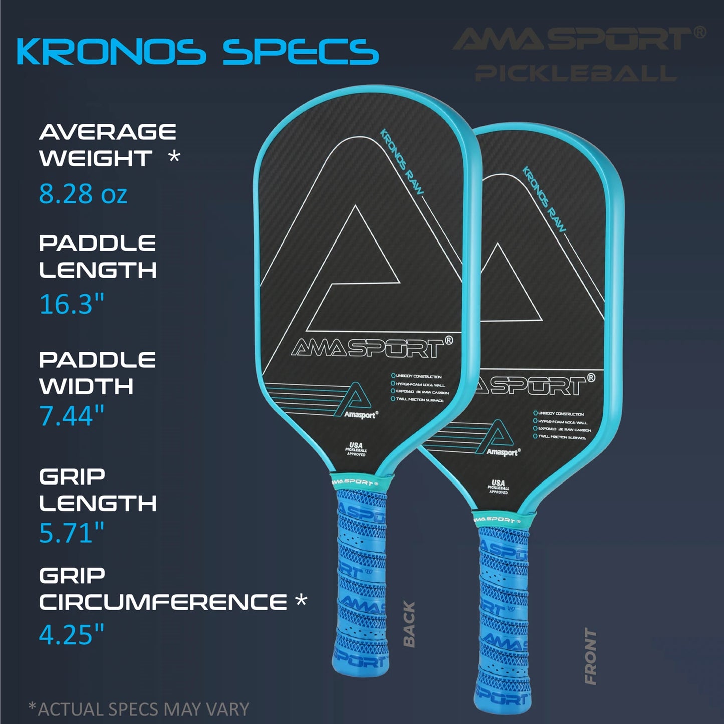 Amasport Kronos Raw Carbon Fiber Pickleball Paddle