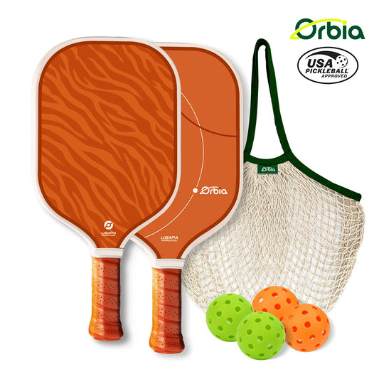 Orbia Sports Pickleball Paddle Set | 16mm Fiberglass | Intermediate & Advanced Players | 2 Paddles & 4 Balls