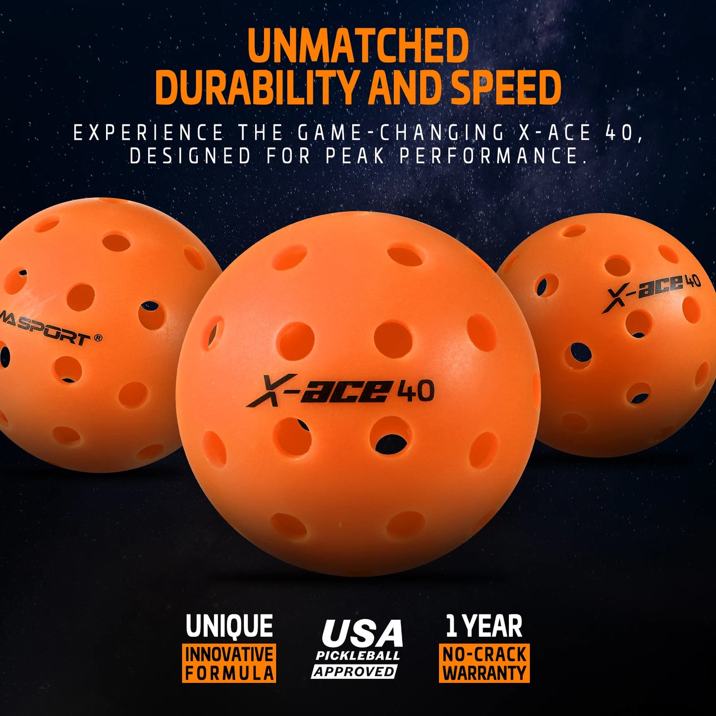 AMASPORT X-ACE Pickleballs (Orange)