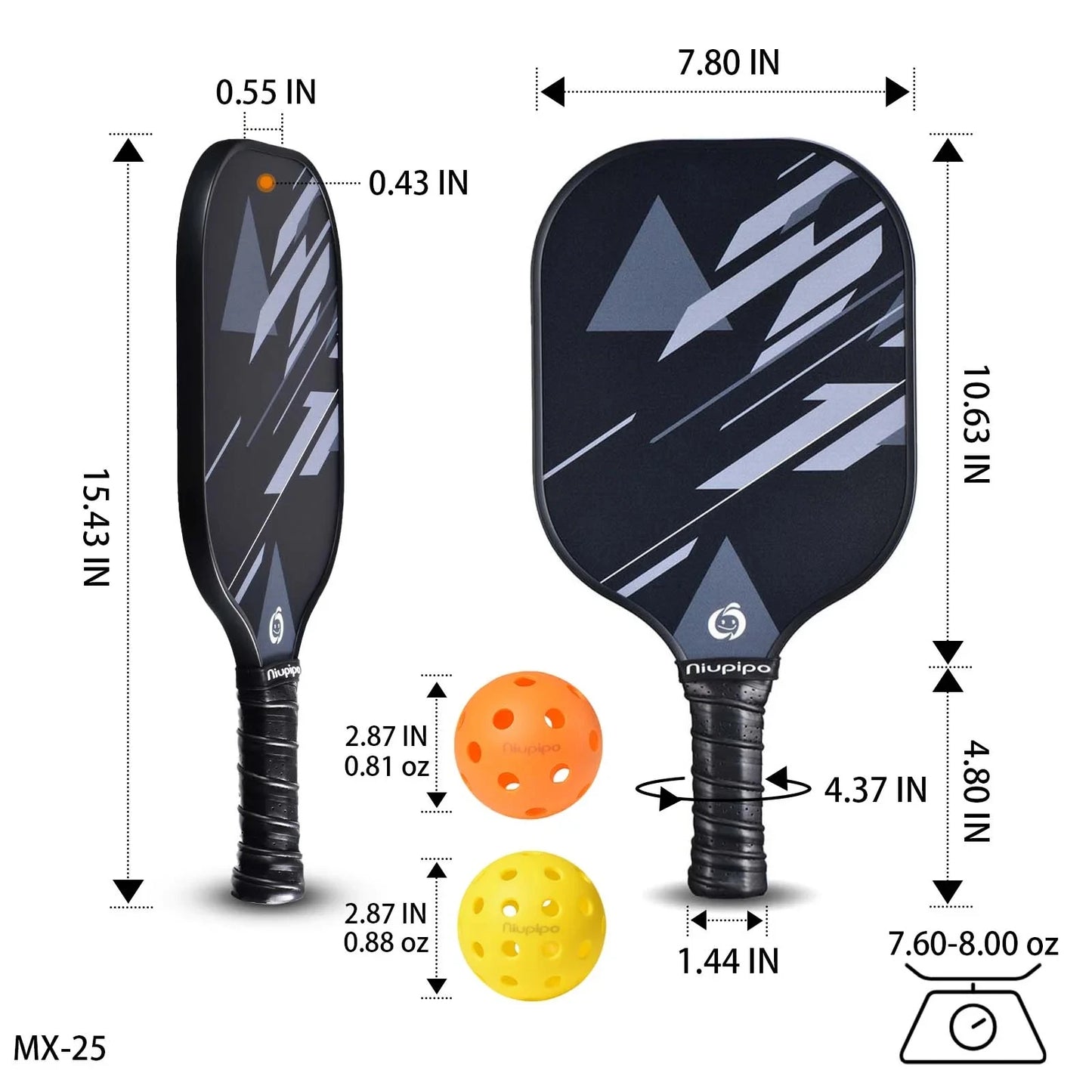 Niupipo Fiberglass Surface Lightweight Pickleball Paddle