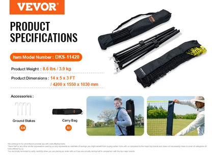 VEVOR Adjustable Multi-Sport Net: Badminton, Volleyball, Pickleball, Tennis (10/14/17FT)