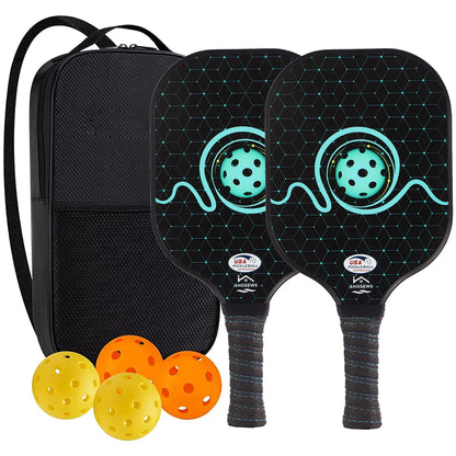 USAPA Approved Pickleball Paddle Set (2 Paddles, 4 Balls, Bag)