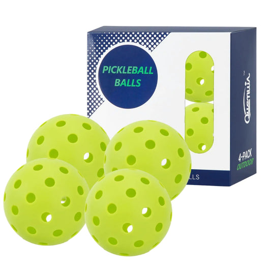 QUEMUIA Outdoor Pickleball Balls - High Bounce 40-Hole Design, 4-Pack