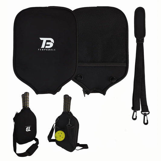 TEBPKBALL Double Pickleball Paddle Cover - Holds 2 Paddles with Mesh Pocket & Adjustable Straps