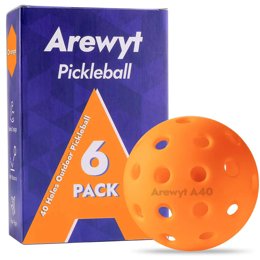 Arewyt Outdoor Pickleball Balls - 6 Pack (Orange)