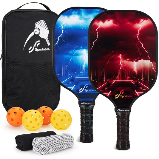 Sportneer Pickleball Paddle Set - Lightweight Fiberglass Surface for Beginners