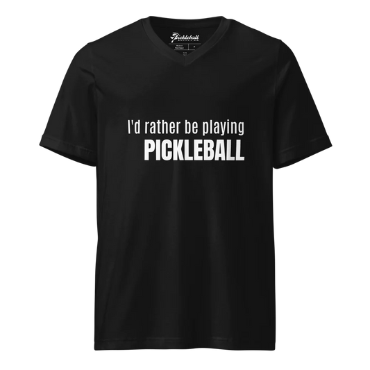 I'd Rather Be Playing Pickleball V-Neck Tee