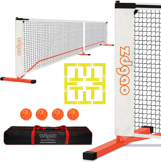 Zdgao Pickleball Net & Court Set - Complete Bundle with 4 Balls & Carry Bag