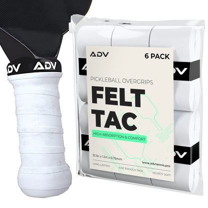 ADV FeltTac Pickleball Overgrip Tape (6-Pack) - White